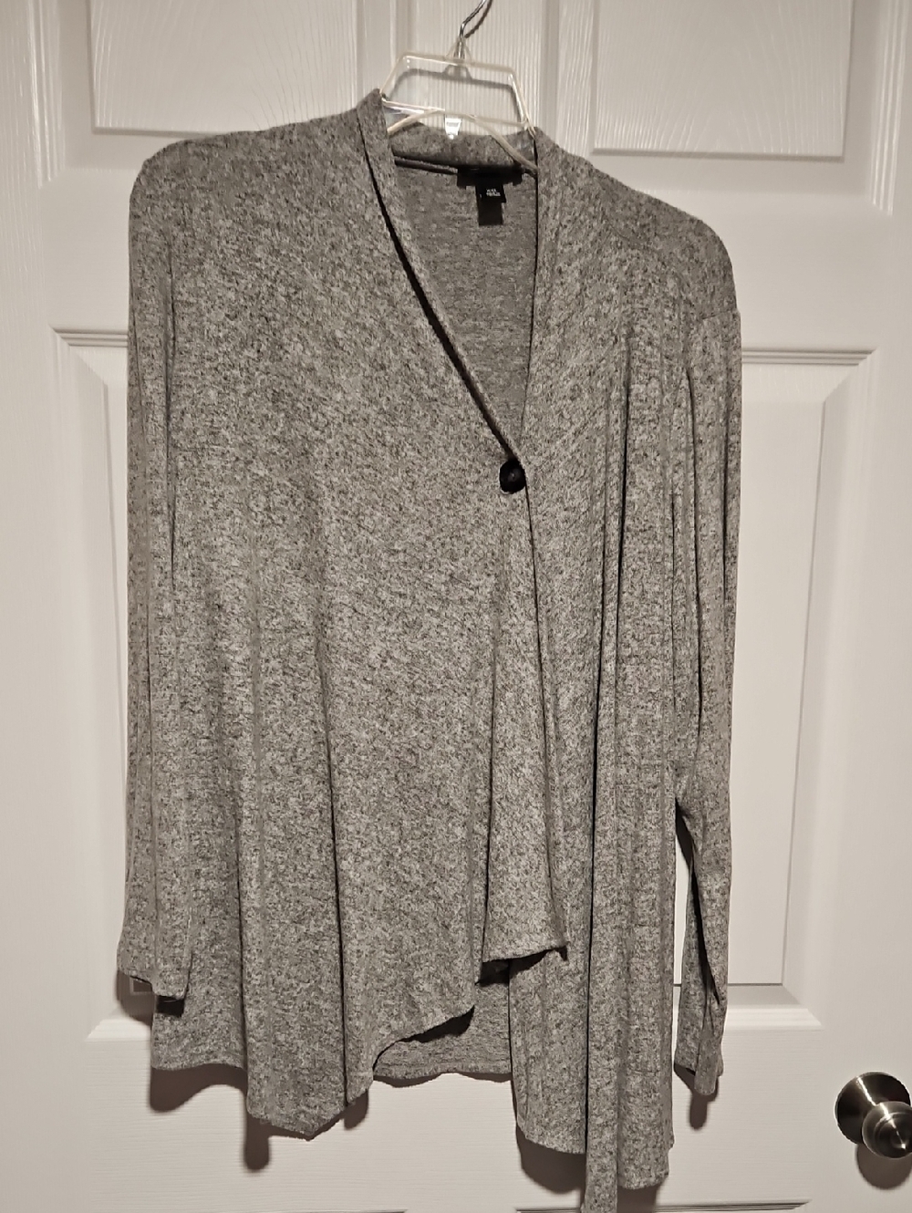 AB Studio Heather Gray Open-Front Draped Cardigan